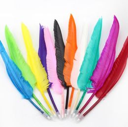 2021 Newest Retro Style Feather Quill pen Goose Ballpoint Pens For Office Student Collect Wedding gift,