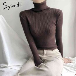 Stretch Turtleneck Sweaters Women Pullover Clothes Women Fashion Spring Solid Knit Sweaters Korean Top Striped Shirt 210918