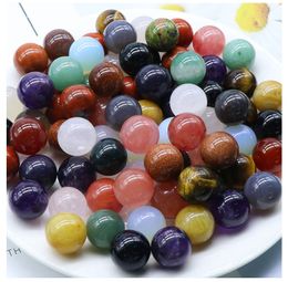 16MM Round Beads Without Holes Bulk Natural Stone Amethyst Crystal Agate DIY Non Porous Ball Jewellery Accessories Wholesale