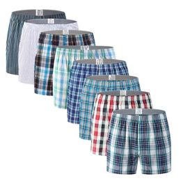 Mens Underwear Boxers Loose Stripe And Plaid Shorts Men's Panties Cotton Large Size Pants At Home Underwear Men 210730