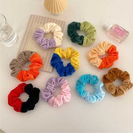 Candy Colour Large Intestine Hair Ring Sweet Girl's Horsetail Hairbands Rope Headdress Ins Fashion Patchwork Plush Headrope Elastic Rope Loop Supplies G826VVP