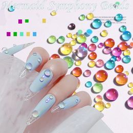 -Nail Art Decorations 300pc Candy Colors Dimensioni misti Sirena Mermaid Glass Branelli in cristallo AB Strass fai da te Pietre acriliche flatback