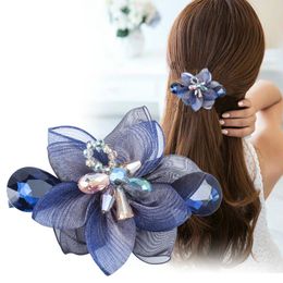 Fashion Fabric Flower Hair Clip Crystal Headpiece Pins Bow Spring Adult Luxulry Jewellery Accessories For Women Clips & Barrettes