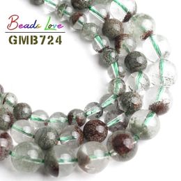 Natural Green Ghost Crystal Stone Round Loose Beads For Jewelry Making Pick Size 6 8 10mm DIY Bead Bracelet Necklace 15 Inch