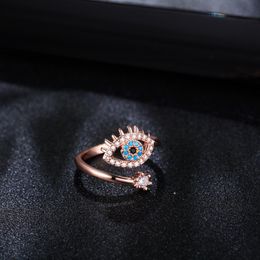 2021 Lucky Turkish Blue Evil Eye Ring Open Adjustable Finger Wedding Rings For Women Trendy Jewelry wholesale