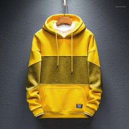 Men's Hoodies & Sweatshirts Man 2021 Autumn Splicing Hooded Pullover Trendy Brand Korean Patch Sweatshirt Men Clothing