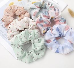 2021 Fashion Korea Sweet Flowers Scrunchies Rubber Band Ponytail Tie Women Headband Hair Accessories