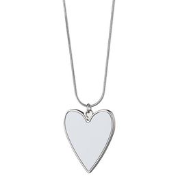 Pendants Sublimation Necklace White Blank Ornaments Thermal Transfer Printing Pendant Heart-shaped Metal DIY Customized Gift A02