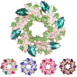 Pins, Brooches 1PC Fashion Chinese Redbud Flower Brooch Pin Women For Scarf Clear Crystal Rhinestone Gold-color Jewellery