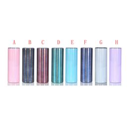 DIY Sublimation Glitter Tumbler 20oz Rainbow Skinny Straight Vacuum Tea Beer Travel Mug Insulated Coffee Mugs Plastic Straw