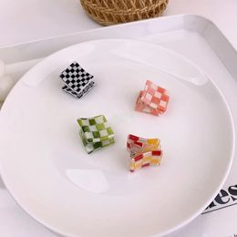 Chequered Hair Claw Clip Acrylic Acetate Black White Colourful Mosaic Grid Plaid Clamp Women Accessories