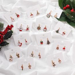 christmas earings Canada - Stud 2022 Trendy Temperament Christmas Gift 925 Silver Needle Earrings Socks Female Bells Elk