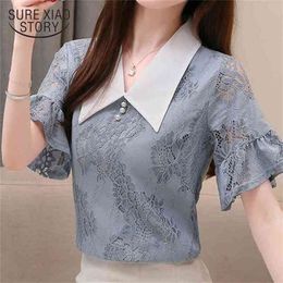 women blouses blusas mujer de moda flare sleeve lace blouse shirts chemisier femme s tops and 4125 50 210506
