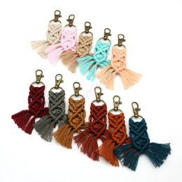 Fashion Macrame Fringe Keychain For Women Boho Cotton Handmade Woven Fringed Tassel Car Key Rings Accessories Jewellery Gifts