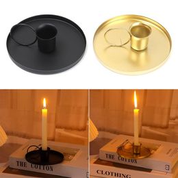 black gold decorations UK - Candle Holders Style Table Ornament Black Gold Wedding Party Supplies Holder Cup Shape Wrought Iron Candlestick Home Decoration