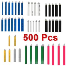 500pcs Nano Agulhas Lamina 0.18mm Para Microblading Needles Multiple 12 Flex U Shape Tattoo Blade for Manual Eyebrow Pen Tebori 210323