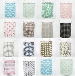 Laundry Basket Cylinder Fabric Folding Clothing Storage Bucket Kids Toys Storages Barrel Home Organizer 14style YL490