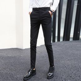 Men's Pants 2021 Latest British Style Black Slim Fit Skinny Suit Pant Formal Long Trousers Male Quality Stretch Casual Men