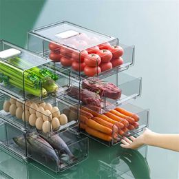 Drawer Refrigerator Storage Box Stackable Fridge Organiser for Kitchen Pantry Cabinet Fruit Vegatable Freezer Bins 211102