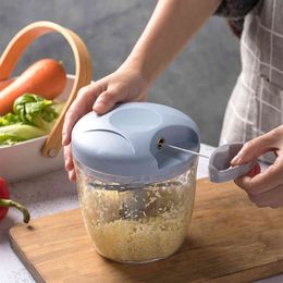 Hand Chopper Garlic Press Vegetable Fruit Twist Shredder Manual Meat Grinder Chopper Garlic Crusher Cutter Home Kitchen Tools 210326