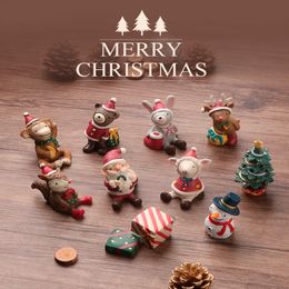 Christmas Santa Claus Christmas Tree Elk Mini Animal Trinkets Room Decoration Resin Christmas Decoration Gift