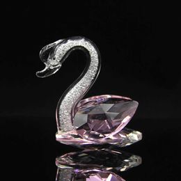 Crystal Swan Figurine Glass Ornaments Animal Paperweight Diamond Arts Collection Table Home Decoration Crafts Miniature Gifts 210811