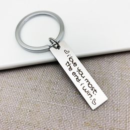 Mental Keychain Stainless Steel Keyring I Love You Most for Sweetheart