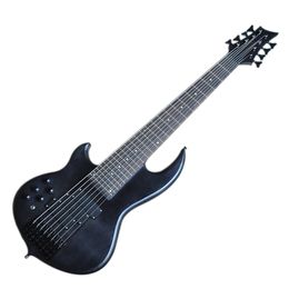 Factory Outlet-8 Strings Left Handed Matte Black Neck-thru-body Electric Bass Guitar with 24 Frets,Rosewood Fretboard