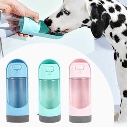 Portable Pet Dog Water Bottle 300ml Drinking Bowl for Small Large Dogs Feeding Dispenser Cat Outdoor Bottles 210615
