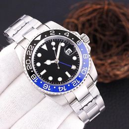 Heiße Herrenuhren, 41 mm, automatische mechanische Uhr, Edelstahl, blau-schwarze Keramik, Saphir-Armbanduhren, super leuchtende Montre de Luxe