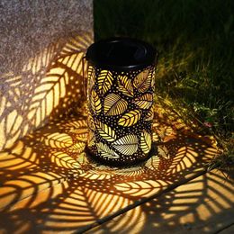 Strings Solar Lantern Lights Outdoor Garden Hanging Metal Leaf Pattern Lamp Gate Light For Patio Outside TableLED LEDLED LED