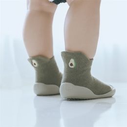 Baby nonslip floor socks autumn winter girl soft rubber sole toddler sock shoes booties 210326