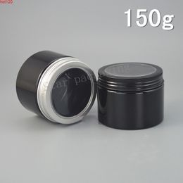 30PCS 150g Empty Black PET Cosmetic Cream Tin Aluminium Screw Cap 150ml Solid Perfumes Refillable Jars , Powder Bottle Balm Potgood qty