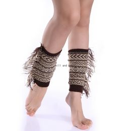 Geometric Side Tassel Anklet Leg Warmers Autumn Winter Knit Braid Short Boot Cuffs Toppers Leggings Shoes Loose Socks Women Stockings Clothign Will and Sandy