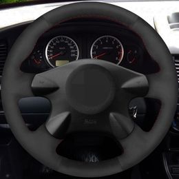 DIY Black Suede Car Steering Wheel Cover for Nissan Primera (P12) X-Trail (T30) 2001-2007 Terrano 2 2002-2006 Samsung SM3 2005