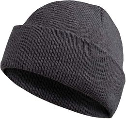 Berets Unisex Fall Winter Men Women Merino Wool Beanie Hat Sports Cap Thermal Outdoors Ribbed Knit Warden TAD One Size