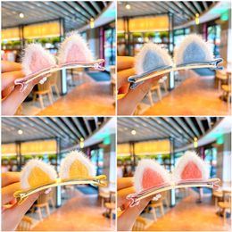 Plush Cat Ears Hairpins Girls Cute Hair Clips Hairs Accessories Women Sweet Barrettes Kids Fashion Ornaments Gift 0839