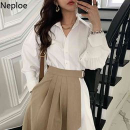 Neploe 2 Piece Outfits for Women Irregular Shirt Dress Pleated Korean Fashion Suit Fall Clothes Two Piece Set Female 4G056 210422