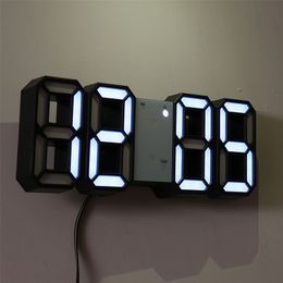 Wall Clock Watch Clock 3D Led Digital Modern Design Living Room Decor Table Alarm Nightlight Luminous Desktop 210325