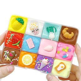 200ml/130g 12colors/set DIY Modelling Clay Fruit Cotton Cloud Slime Fluffy Mud Stress Relief Kids Learning Educational Toy Plasticine Kit Kid Toys 0373
