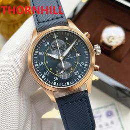 Top Sell Mens watches stopwatch all dial work quartz movement watch 42mm leather strap chronograph Super Premium Sapphire WristWatches Clock montre de luxe