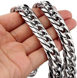 Punk Cool Mens Jewellery 15mm 24'' Huge Large Chain Stainless Steel Heavy Chunky Curb Link Necklace for birthday xmas holiday Gifts