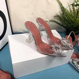 2021 Europa und die Vereinigten Staaten im Frühling und Sommer beliebte neue glänzende Schleife transparente Diamant-Damen-High-Heels