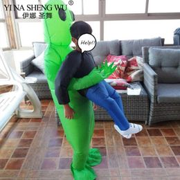 Hot Green Alien Inflatable Costume Multiple Cosplay Clothing Funny Blow Up Suit Party Costume Fancy Dress Costume For Adult Kids Q0910