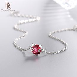 Bague Ringen Charms S925 Bracelets for Women Pure Sterling Silver 925 Jewellery Cute Cat Ruby AAA Zircon Female Fashion Gift