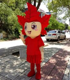 Masquerade Professional Red Leaf Mascot Costume Halloween Xmas Fancy Party Dress Carnival Unisex Adults Cartoon Character Outfits Suit