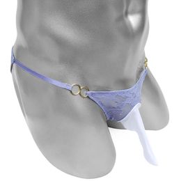 Luxury Mens Underwear Underpants See Through Lace Briefs Lingerie Sissy Penis Sheath Panties Cutting Bikini Low Erotic Costume Drawers Kecks Thong JHT5