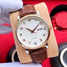 classic Brand Automatic Mechanical watch Male Stainless Steel double calendar Wristwatches Men geometric Clock 40mm