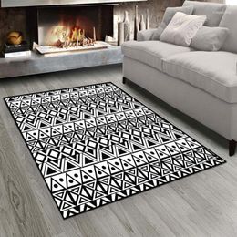 Carpets Else Black White Ethnic Lines Stripes Morrocan 3d Print Non Slip Microfiber Living Room Modern Carpet Washable Area Rug Mat1