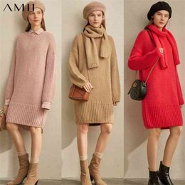 pole Jane European station, lazy dress, female winter style with scarf, long sweater skirt 11980666 210527